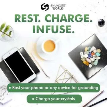 Shungite World Shungite Tile Polished 100x100 mm / 3.93"x3.93" from Real Karelian Shungite Stones Shungite Slab Plate Shungite Crystal Charging Plate Mineral Décor Coaster Healing Crystal Plates