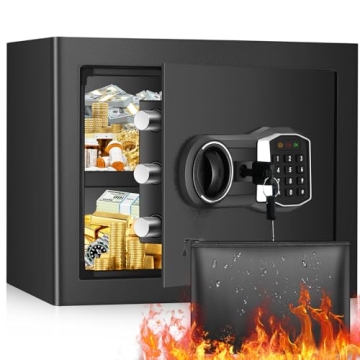 1.6 Cub Home Safe Fireproof Waterproof, Fireproof Safe Box with Fireproof Money Bag, Digital Keypad ...
