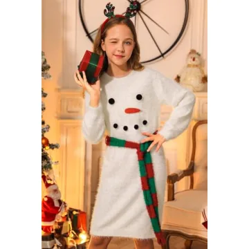 BesserBay Christmas Ugly Snowman Dress for Kids 7-8 Years