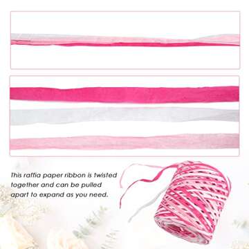 jijAcraft Raffia Ribbon for Gift Wrapping, 525 Feet Colored Raffia Paper Ribbon, 6 Colored Raffia Paper Twine String Ribbon for Gift Wrapping, Craft, DIY Decoration