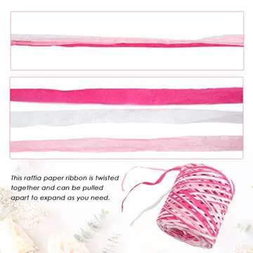 jijAcraft Raffia Ribbon for Gift Wrapping, 525 Feet Colored Raffia Paper Ribbon, 6 Colored Raffia Paper Twine String Ribbon for Gift Wrapping, Craft, DIY Decoration