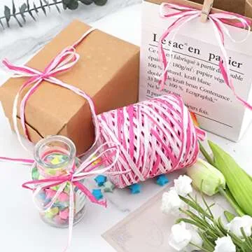 jijAcraft Raffia Ribbon for Gift Wrapping, 525 Feet Colored Raffia Paper Ribbon, 6 Colored Raffia Paper Twine String Ribbon for Gift Wrapping, Craft, DIY Decoration