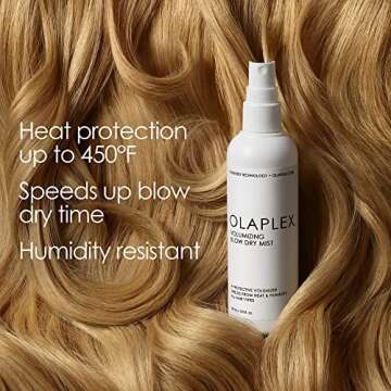 Olaplex Volumizing Blow Dry Mist, Hair Heat Protection, Repairs & Protects Hair for Healthier-Looking Blowouts, Speeds Up Blow Dry Time, Creates Touchably Soft, Shiny Hair, For All Hair Types, 5 fl oz