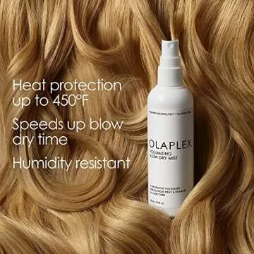 Olaplex Volumizing Blow Dry Mist, Hair Heat Protection, Repairs & Protects Hair for Healthier-Looking Blowouts, Speeds Up Blow Dry Time, Creates Touchably Soft, Shiny Hair, For All Hair Types, 5 fl oz