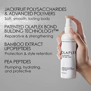 Olaplex Volumizing Blow Dry Mist, Hair Heat Protection, Repairs & Protects Hair for Healthier-Looking Blowouts, Speeds Up Blow Dry Time, Creates Touchably Soft, Shiny Hair, For All Hair Types, 5 fl oz