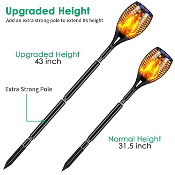 TomCare 43" Solar Torch Lights - Waterproof Flickering Flames