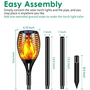 TomCare 43" Solar Torch Lights - Waterproof Flickering Flames