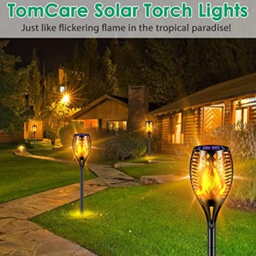 TomCare 43" Solar Torch Lights - Waterproof Flickering Flames