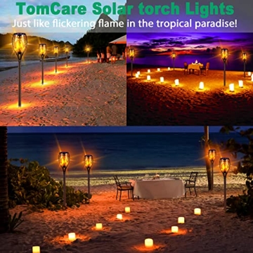 TomCare 43" Solar Torch Lights - Waterproof Flickering Flames