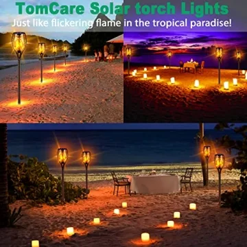 TomCare 43" Solar Torch Lights - Waterproof Flickering Flames