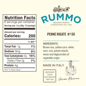Rummo Gluten Free Penne Rigate N.66 - Gluten Free Pasta, Made with Corn & Rice, Penne Pasta Noodles, Pasta from Italy - 12 Ounce (Pack of 5)