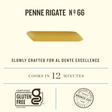 Rummo Gluten Free Penne Rigate N.66 - Gluten Free Pasta, Made with Corn & Rice, Penne Pasta Noodles, Pasta from Italy - 12 Ounce (Pack of 5)