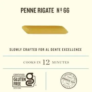 Rummo Gluten Free Penne Rigate N.66 - Gluten Free Pasta, Made with Corn & Rice, Penne Pasta Noodles, Pasta from Italy - 12 Ounce (Pack of 5)