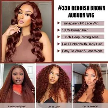 Premium 220 Density Reddish Brown Lace Front Wigs