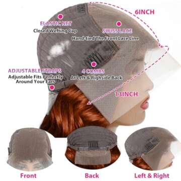 Premium 220 Density Reddish Brown Lace Front Wigs