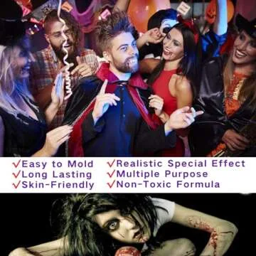 MEICOLY 3Pcs Special Effects SFX Makeup Kit,Fake Nose Skin Putty Wax Makeup for Cosplay,Scar Wax Fake Scar Modeling Wax for Fake Cut Wound with Spatula,Fake Blood Scab Coagulated Blood Gel,Dark