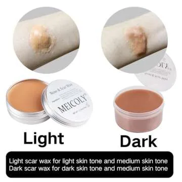 MEICOLY 3Pcs Special Effects SFX Makeup Kit,Fake Nose Skin Putty Wax Makeup for Cosplay,Scar Wax Fake Scar Modeling Wax for Fake Cut Wound with Spatula,Fake Blood Scab Coagulated Blood Gel,Dark