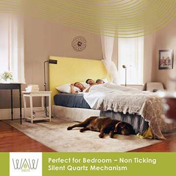 13" Large Modern Decorative Wall Clock - Battery Operated Silent Non-Ticking Wood Farmhouse Rustic Big Analog Wall Clock for Living Room Decor Bedroom Kitchen Office Wooden Clock Men & Women Gift