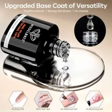 modelones Nail Glue Gel with Top Coat and Nail Prep Dehydrator 3 PCS 15ml 9 in One Nail Glue Gel Nail Kit for Easy Nail Extension, No Wipe Top Coat