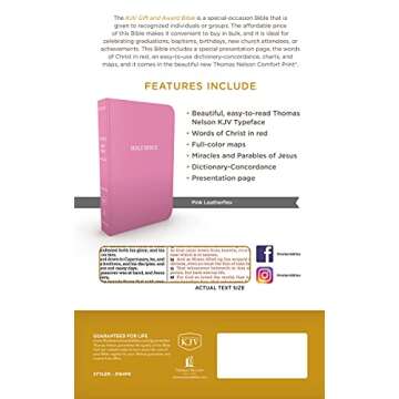 KJV Holy Bible: Gift and Award, Pink Leather-Look, Red Letter, Comfort Print: King James Version