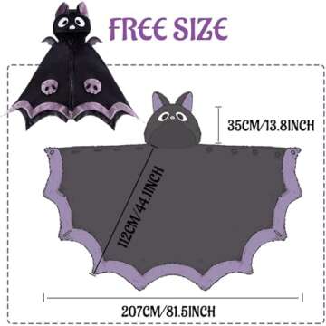 Cute Halloween Wearable Blanket Hoodie Free Size for Adults Devil Bat Hooded Blanket Oversized Soft Sherpa Hoodie Women Throw Cloak Wrap with Demon Wings for Men Child Student
