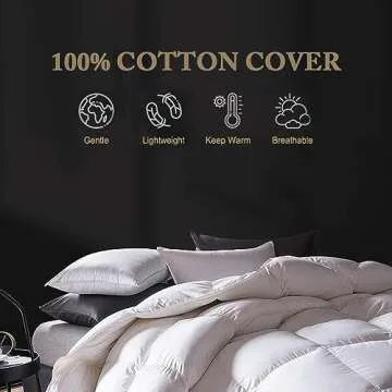DWR Premium Feather Down Comforter Duvet Insert - 100% Cotton Cover, Medium Weight for All Season Be...