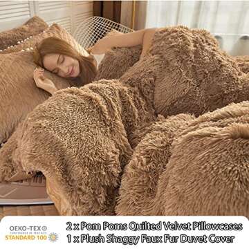 LIFEREVO Luxury Plush Shaggy Duvet Cover Set Soft Velvet