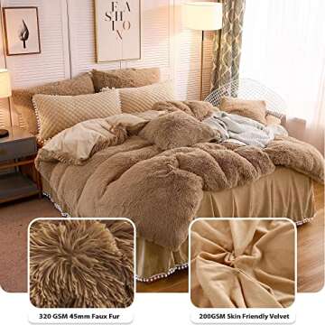 LIFEREVO Luxury Plush Shaggy Duvet Cover Set Soft Velvet