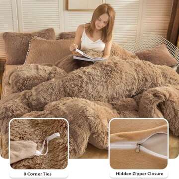 LIFEREVO Luxury Plush Shaggy Duvet Cover Set Soft Velvet