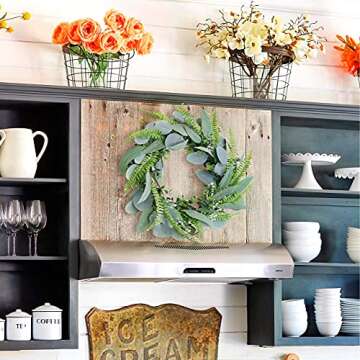 Eucalyptus Wreath for Front Door- 18 inches Handicraft Bamboo Frame with Versatile Leaves - Ideal Spring & Summer Decorating for Indoor & Outdoor Use