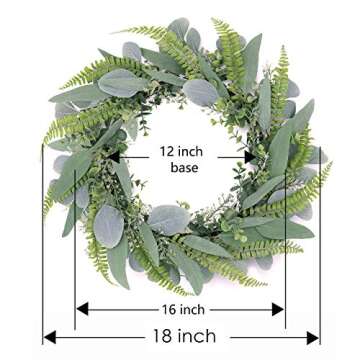 Eucalyptus Wreath for Front Door- 18 inches Handicraft Bamboo Frame with Versatile Leaves - Ideal Spring & Summer Decorating for Indoor & Outdoor Use