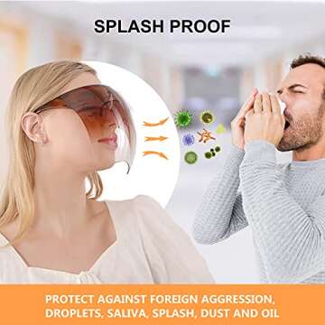 ZAMATE Sun Visor Full Face Shield Protective Anti-fog Face Cover for Women and Men Futuristic Face Shield Dustproof Facial Protecter Sun Protection for Unisex Adults,Safety Goggle Sunglasses