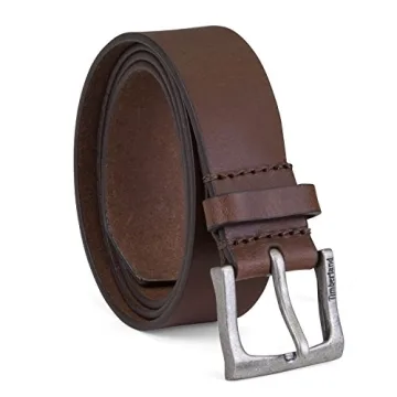 Timberland Men's Classic Leather Jean Belt - 1.35 Inches Wide, Brown, 38