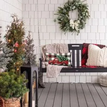 RABUSOFA Christmas Pillow Covers 12x20 Black and White Buffalo Plaid Red Truck Christmas Decorations Winter Decorative Throw Pillow Cases Farmhouse Holiday Xmas Lumbar Cushion Covers for Couch