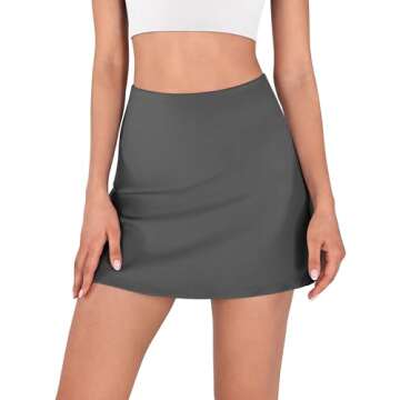 ODODOS High Waisted Tennis Skirts with Built-in Shorts