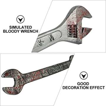 Toyvian Cosplay 2pcs Wrench Fake Spanner Halloween Photo Prop Haunted House Supplies for Horror Party Decor Rubber Knife
