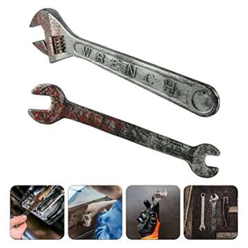 Toyvian Cosplay 2pcs Wrench Fake Spanner Halloween Photo Prop Haunted House Supplies for Horror Party Decor Rubber Knife
