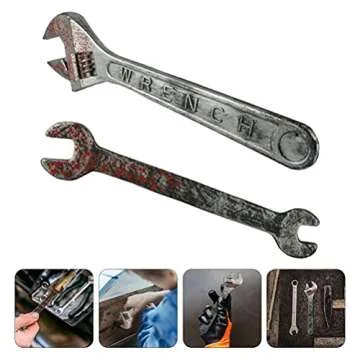 Toyvian Cosplay 2pcs Wrench Fake Spanner Halloween Photo Prop Haunted House Supplies for Horror Party Decor Rubber Knife