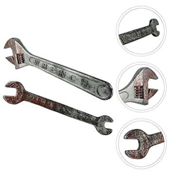 Toyvian Cosplay 2pcs Wrench Fake Spanner Halloween Photo Prop Haunted House Supplies for Horror Party Decor Rubber Knife