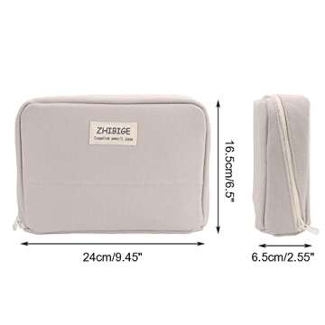 Big Capacity Pencil Case Large Capacity Canvas Pencil Pouch pencil case organizer Pen Pouch Adult Office School Teen Girl Boy (Light grey)