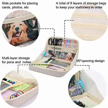 Big Capacity Pencil Case Large Capacity Canvas Pencil Pouch pencil case organizer Pen Pouch Adult Office School Teen Girl Boy (Light grey)