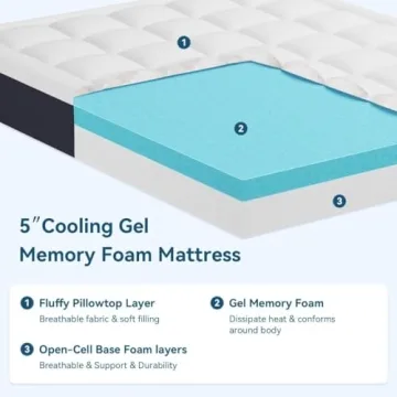 5-Inch Cooling Gel Memory Foam Mattress by Topllen
