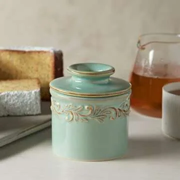 Butter Bell - The Original Butter Bell crock by L Tremain, a Countertop French Ceramic Butter Dish Keeper for Spreadable Butter, Antique Collection, Sea Spray