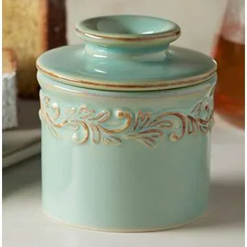 Butter Bell - The Original Butter Bell crock by L Tremain, a Countertop French Ceramic Butter Dish Keeper for Spreadable Butter, Antique Collection, Sea Spray
