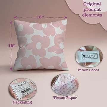 BCLOSE Danish Pastel Decor, 18x18 Pillow Cover for Coquette Aesthetic Pillows, Preppy Pink Decor
