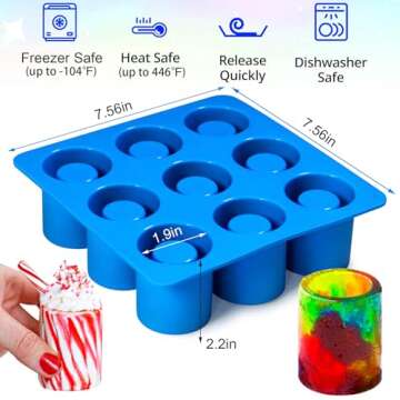 Sidosir Shot Glass Candy Mold Silicone, 9-Cavity Round Silicone Molds for Fat Bombs, Chocolate, Shot...