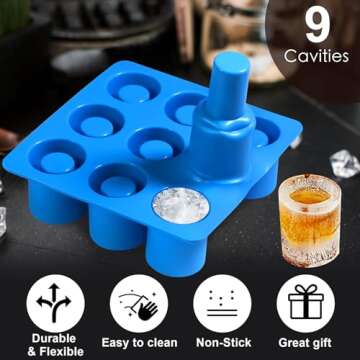 Sidosir Shot Glass Candy Mold Silicone, 9-Cavity Round Silicone Molds for Fat Bombs, Chocolate, Shot Glass Ice Molds for Freezer