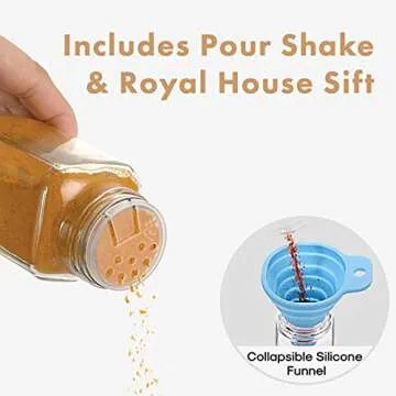 RoyalHouse 12 Pcs Glass Spice Jars - Premium Quality Containers