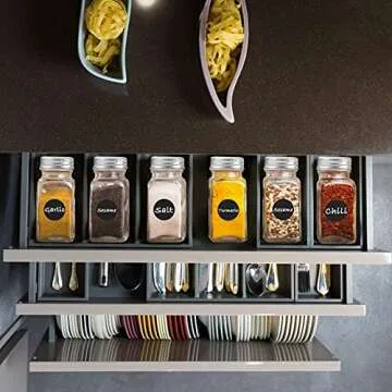 RoyalHouse 12 Pcs Glass Spice Jars - Premium Quality Containers