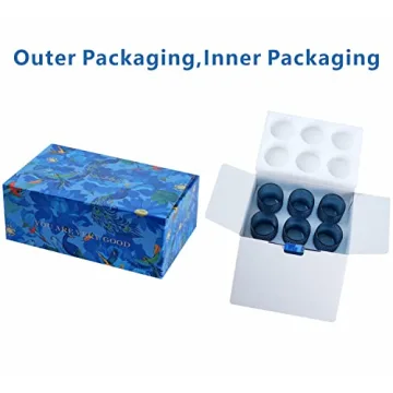 AWWAOOAWW Highball Hobnail Drinking Glasses Set of 6,14 oz Vintage Glasses Drinking set,Glassware Set for Beer, Whiskey, Juice, Cocktail, Milk，Dishwasher Safe，Gift box packaging（Dark blue）